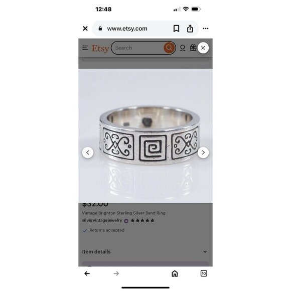 Brighton 925 Sterling Silver Vintage Greek Maze Band Ring Size 8 - Picture 2 of 6